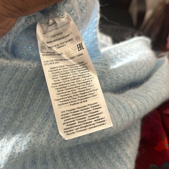 Vero Moda Powder Blue Vest Sweater M - Picture 6 of 6